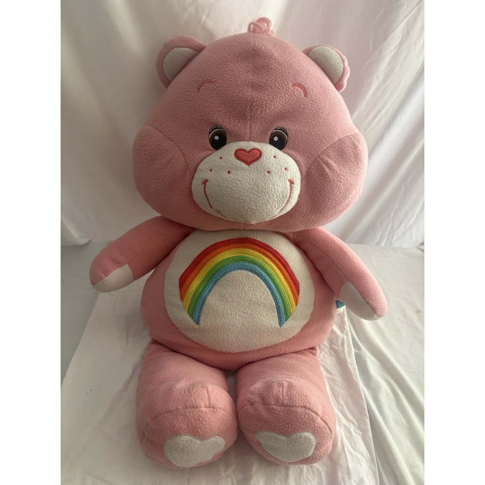 Vintage 2004 Care Bears Jumbo Large Giant 30" Cheer Bear Rainbow Plush Stuffed